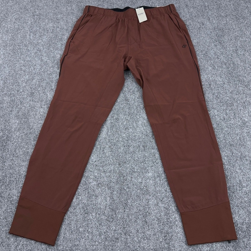 NEW Abercrombie YPB Training Jogger Mens Large Red Brown 4-Way Stretch Ankle Zip